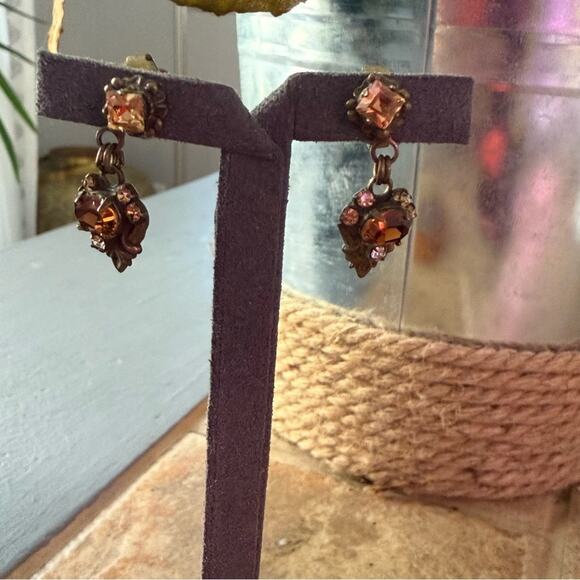 Sorrelli Crystal Brass Dangle Earrings - Picture 1 of 9